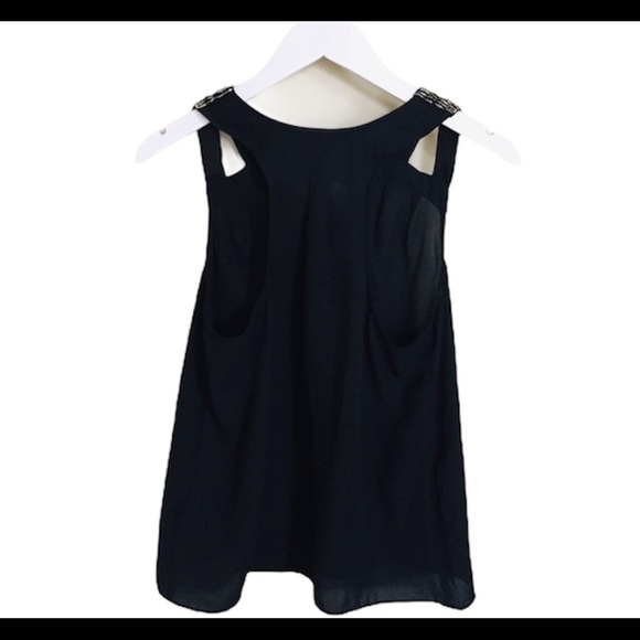 GUESS Oriole Beaded Laser Cut Out Detail Sleeveless Top/Blouse/Tank Black Small - Picture 7 of 9